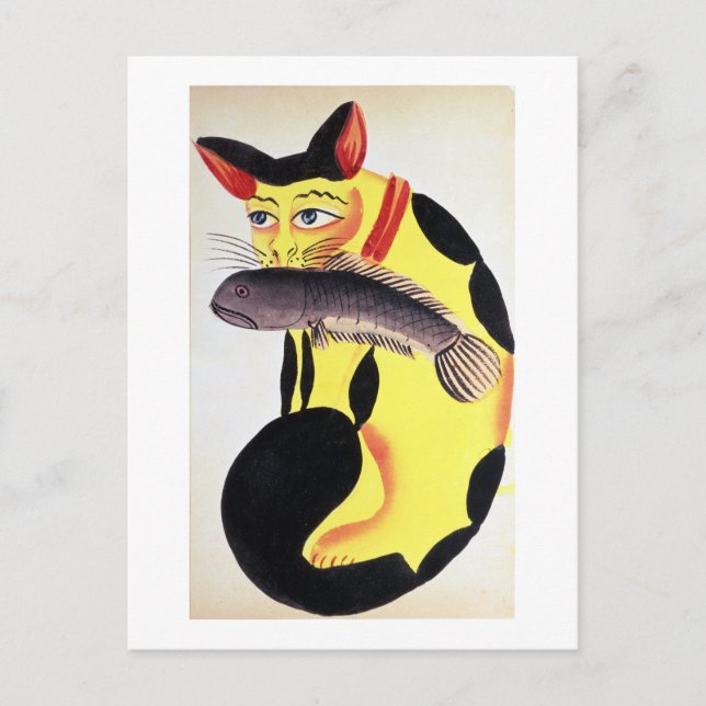 Carte Postale Un chat avec un poisson dans la bouche, du Rudyard (Devant)