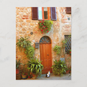 Carte Postale Un chat cherche l'entrée à la maison à Pienza, Ita