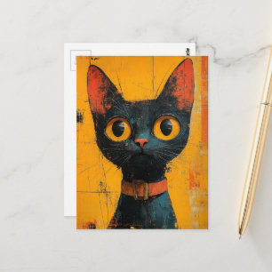 Carte Postale Un chat noir adorable