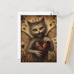 Carte Postale Un chaton vampire avec un cœur barbelé brisé