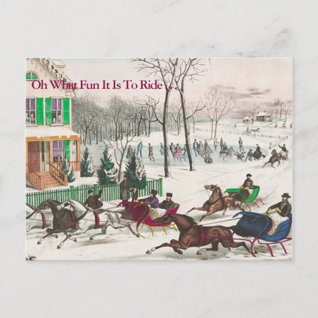 Carte Postale Un Cheval Open Sleigh Vintage Noël (Devant)