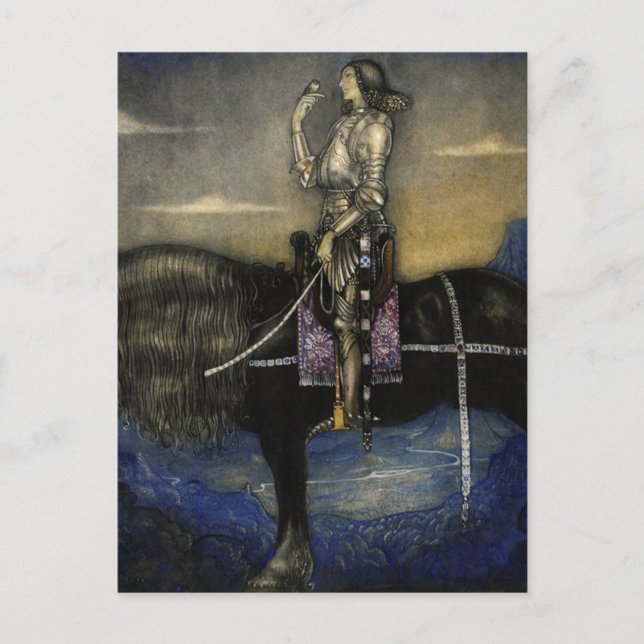 Carte Postale “Un chevalier arriva”Aquarelle de John Bauer (Devant)