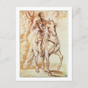 Carte Postale Un chevalier monté en armure (stylo et encre sur p