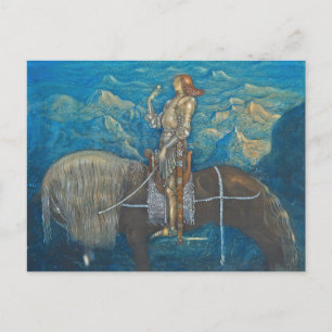 Carte Postale Un Chevalier Rouge En Avant John Bauer