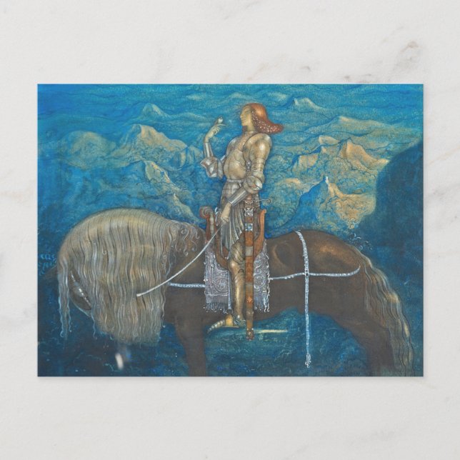 Carte Postale Un Chevalier Rouge En Avant John Bauer (Devant)