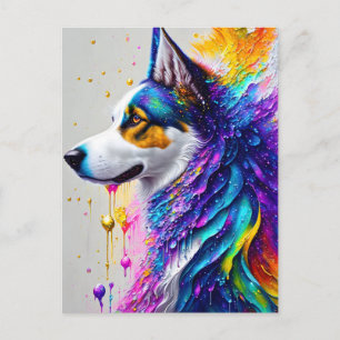 Carte Postale Un chien très coloré