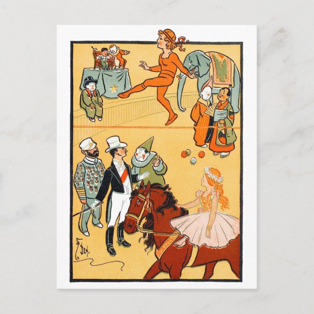 Carte Postale Un cirque d'anneau : le maître de sonnerie et l'éq (Devant)