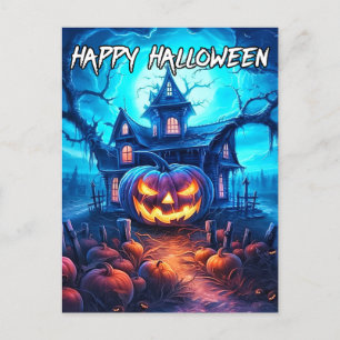 Carte Postale Un Citrouille d'Halloween délicieux et malheureux