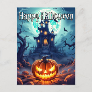 Carte Postale Un Citrouille d'Halloween délicieux et malheureux