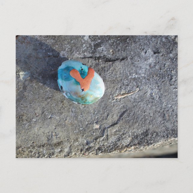 Carte Postale Un cœur de roche peint (Devant)