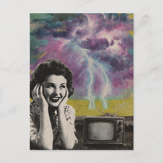Carte Postale Un collage au style rétro électrisant d'une femme (Devant)