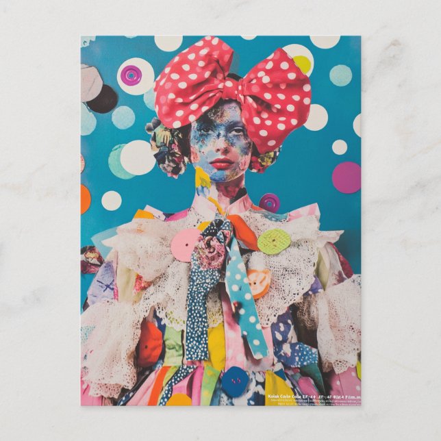 Carte Postale Un collage de dame à la mode à pois (Devant)