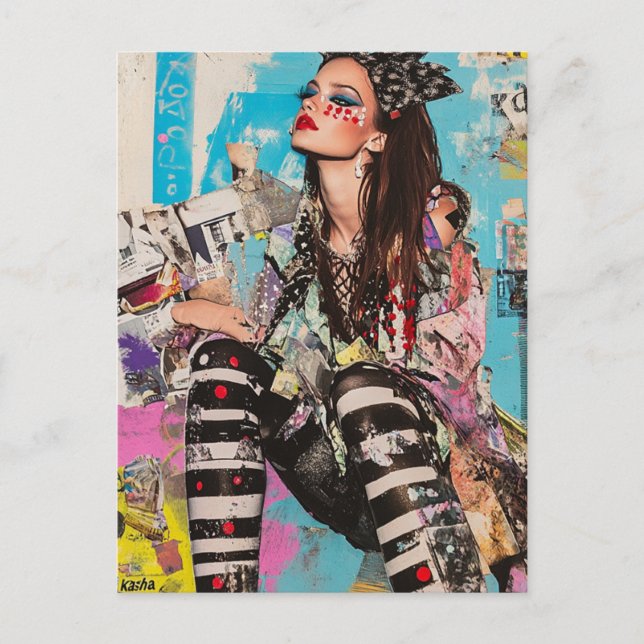 Carte Postale Un collage de dame de mode (Devant)