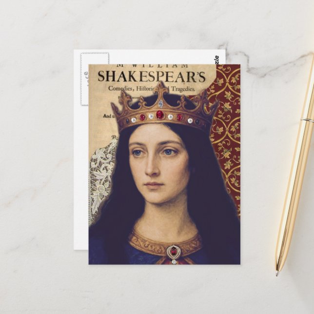 Carte Postale Un collage de la Reine en techniques mixtes (Devant/Arrière en situation)