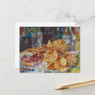 Carte Postale Un collage de sandwich et de frites