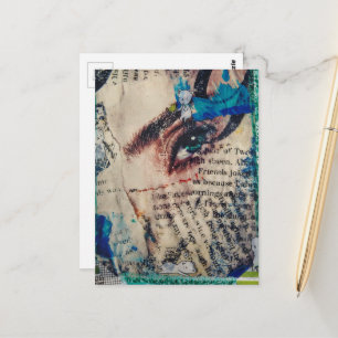Carte Postale Un collage de visage et de mots abstraits d'amis b