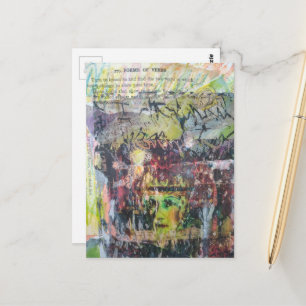 Carte Postale Un collage en techniques mixtes avec un visage gru