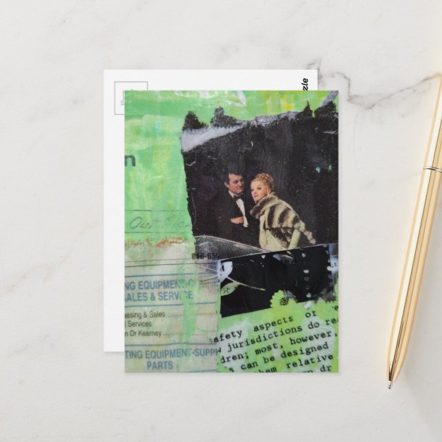 Carte Postale Un collage mixte de couple rétro (Devant/Arrière en situation)