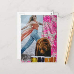 Carte Postale Un collage surréaliste intitulé Une femme qui a ch