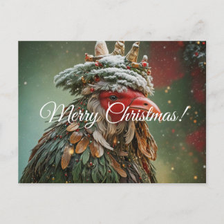 Carte Postale Un coq de Noël regarde au loin