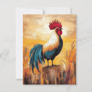 Carte Postale Un coq sur une peinture à l'huile