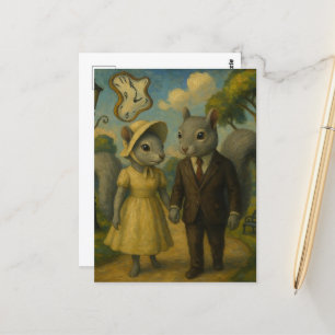 Carte Postale Un couple d'écureuil gris surréaliste