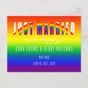 Carte Postale Un couple gay vient de se marier LGBT Mariage homo