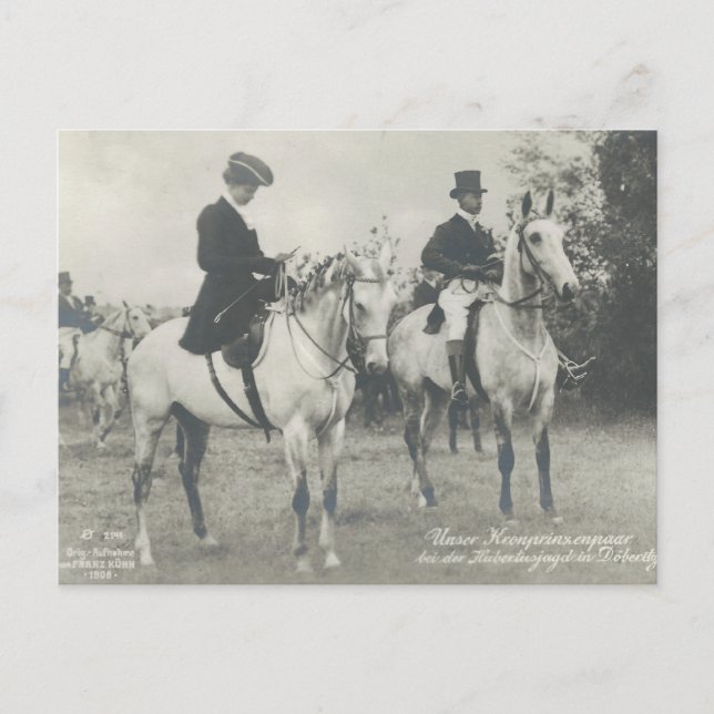 Carte Postale Un couple royal à cheval sur le côté #039SS (Devant)