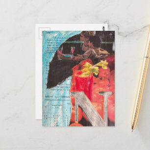 Carte Postale Un couple vintage heureux pour une soirée en amour