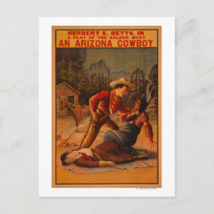 Carte Postale Un cowboy de l'Arizona - La lutte des cowboys et d