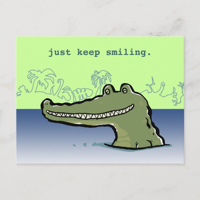 Carte Postale Un crocodile heureux (mots personnalisables) (Devant)