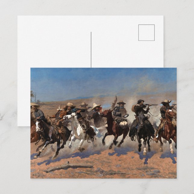 Carte Postale Un Dash pour le Bois par Frederic Remington (Devant / Derrière)