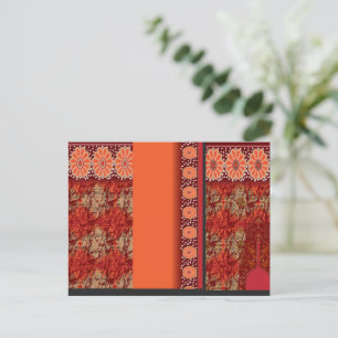 Carte Postale un design d'un motif rouge et or