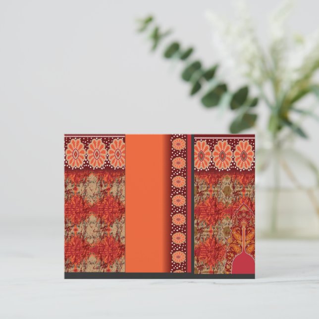Carte Postale un design d'un motif rouge et or (Debout devant)