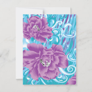 Carte Postale Un design textile dynamique avec violet et turq
