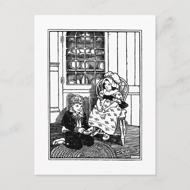 Carte Postale Un, Deux, Boule Ma Chaussure Rhyme Nursery (Devant)