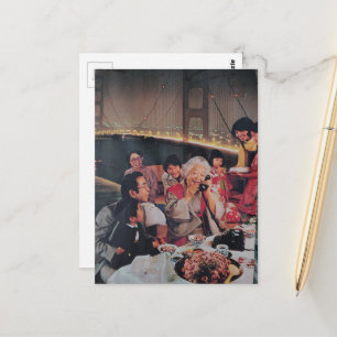 Carte Postale Un dîner de famille pittoresque au pont