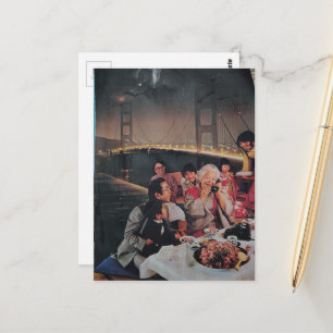 Carte Postale Un dîner de famille vintage panoramique au pont 