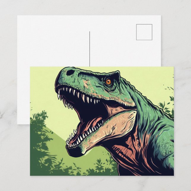 Carte Postale Un dinosaure rugissant  (Devant / Derrière)