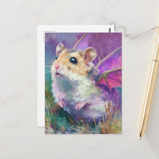 Carte Postale Un dragon de Hamster (Devant/Arrière en situation)