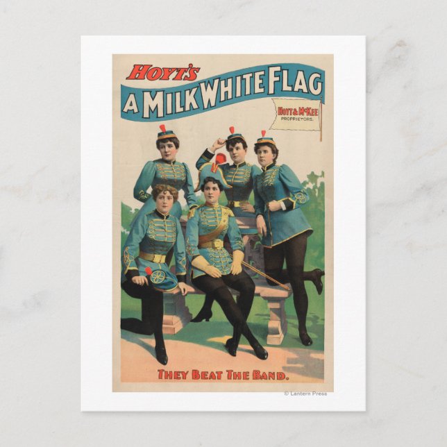 Carte Postale "Un drapeau blanc au lait" Marching Band féminin (Devant)