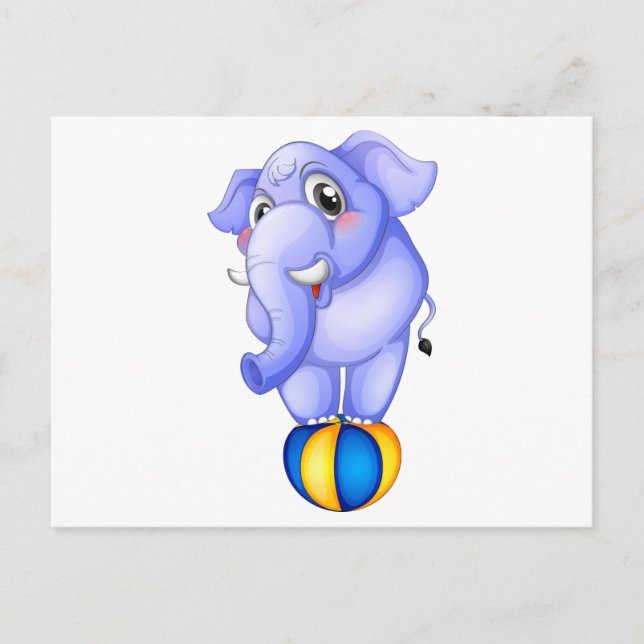 Carte Postale Un éléphant au-dessus du ballon rebondissant (Devant)