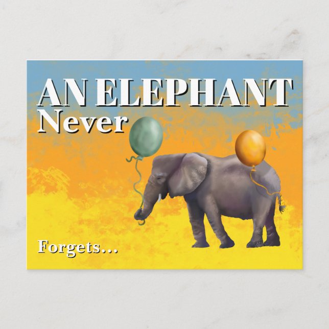 Carte postale Un éléphant n'oublie jamais (Devant)