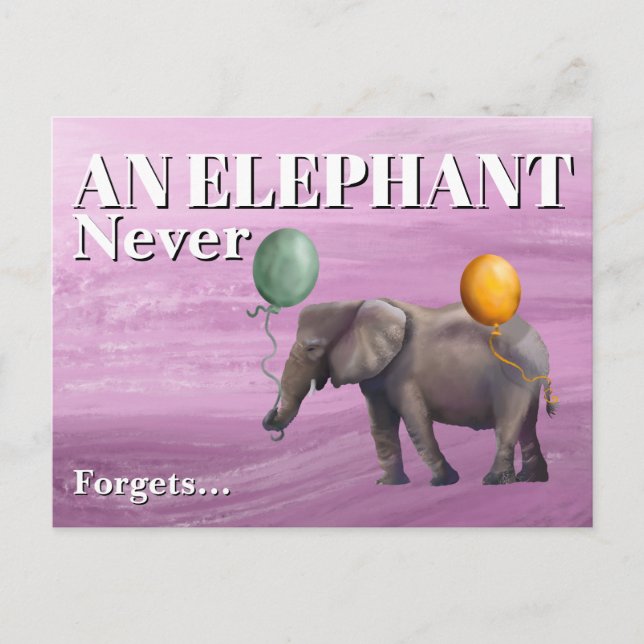 Carte postale Un éléphant n'oublie jamais (Devant)