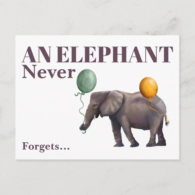 Carte postale Un éléphant n'oublie jamais (Devant)