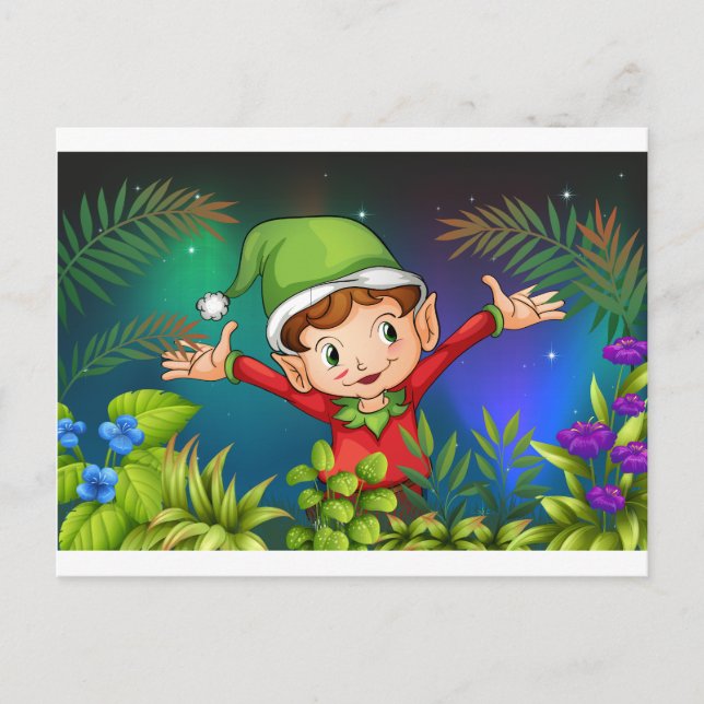 Carte Postale Un elfe dans le jardin (Devant)