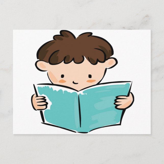 Carte Postale Un enfant lit un livre (Devant)