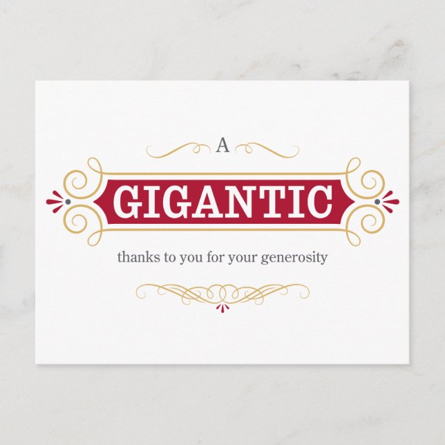 Carte Postale Un énorme merci pour votre générosité (Devant)