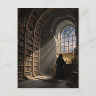Carte Postale Un érudit solitaire dans les amoureux de livres de
