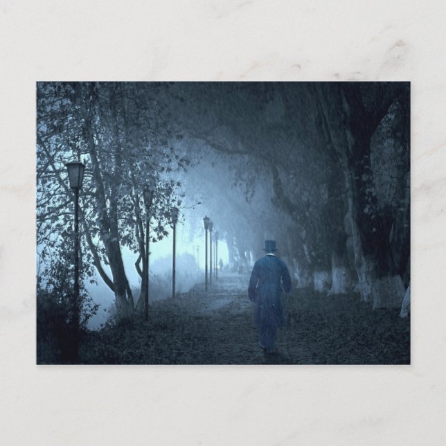 Carte Postale Un étranger dans le parc dans le brouillard noctur (Devant)